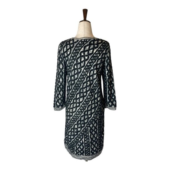 Moth Anthropologie Black And Ivory Textured Knit Long Sleeve Sweater Dress S - Picture 3 of 9